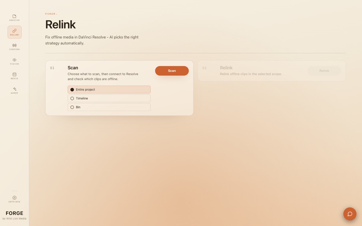 FORGE desktop app — Relink