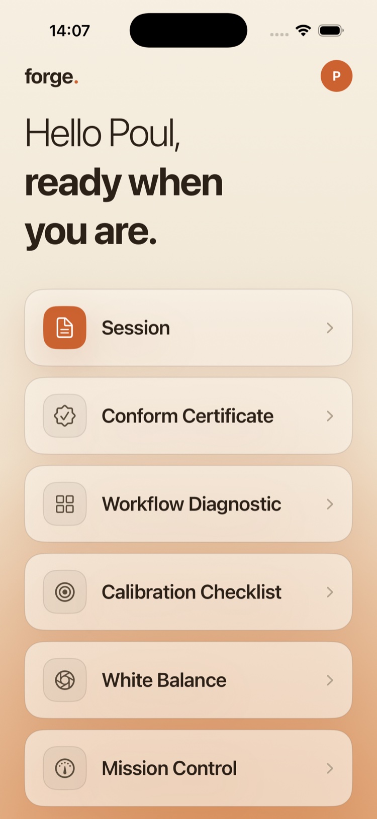 FORGE iOS home screen