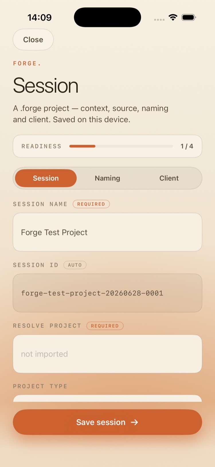 A .forge project on device